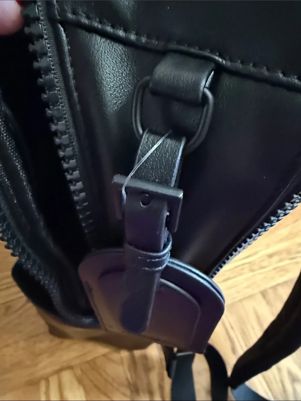 Boarding Pass Sleek Black Vegan Leather Backpack with Padded Straps New